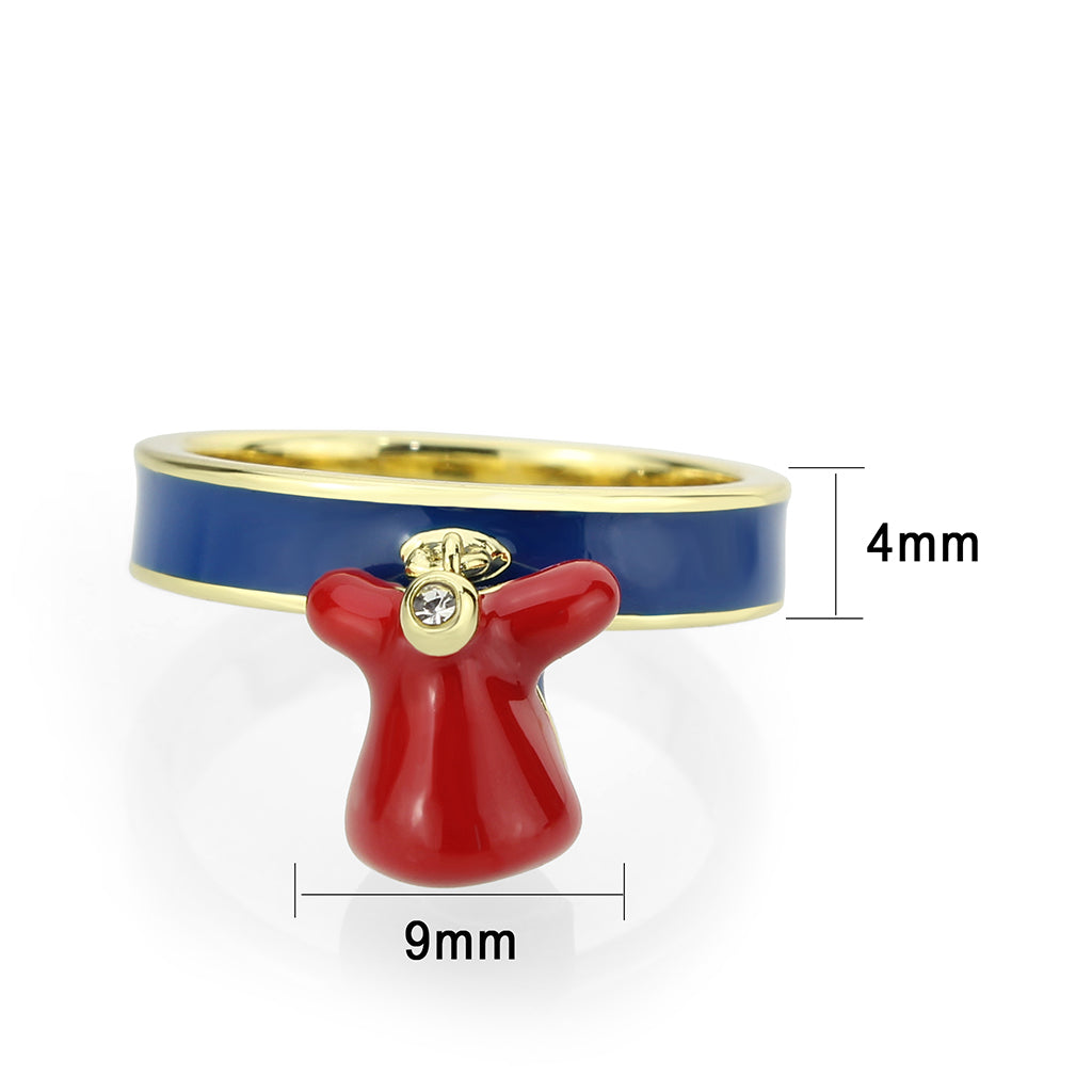 LO4773 - Gold Brass Ring with Epoxy in Blue Series-1