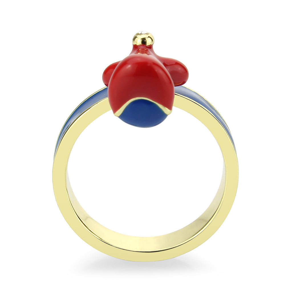 LO4773 - Gold Brass Ring with Epoxy in Blue Series-3