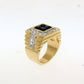 LO5M252 - Ion Gold Plating Brass Ring with Synthetic Glass  in Montana-1
