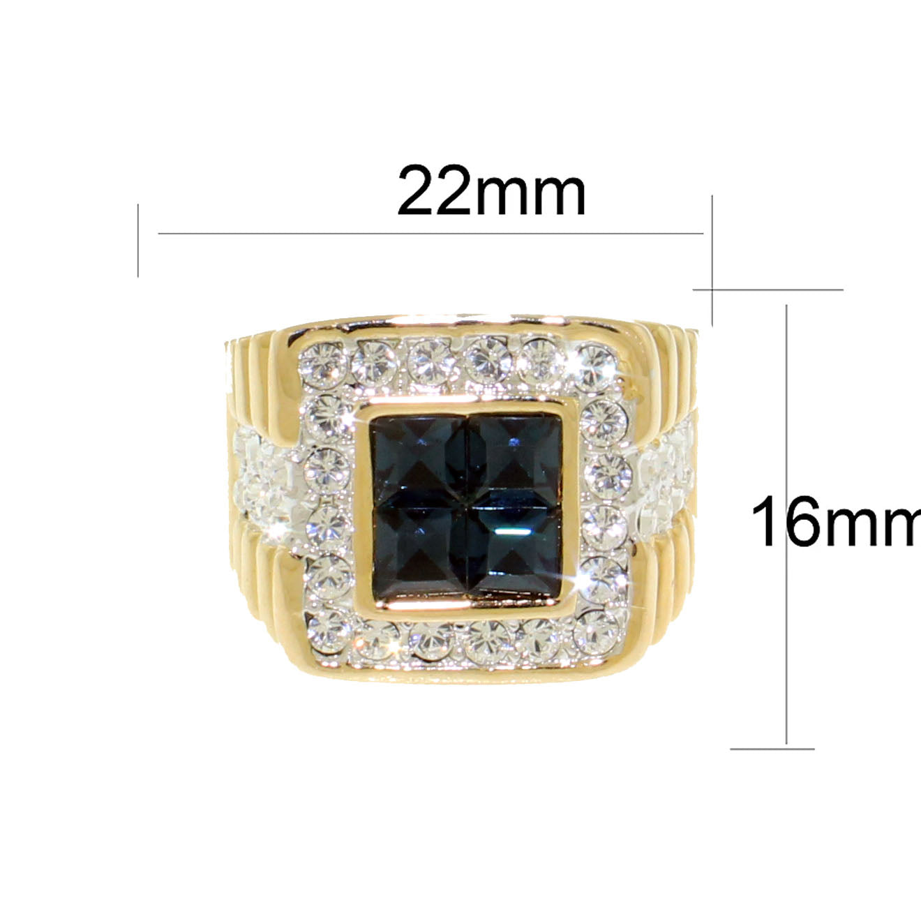 LO5M252 - Ion Gold Plating Brass Ring with Synthetic Glass  in Montana-2