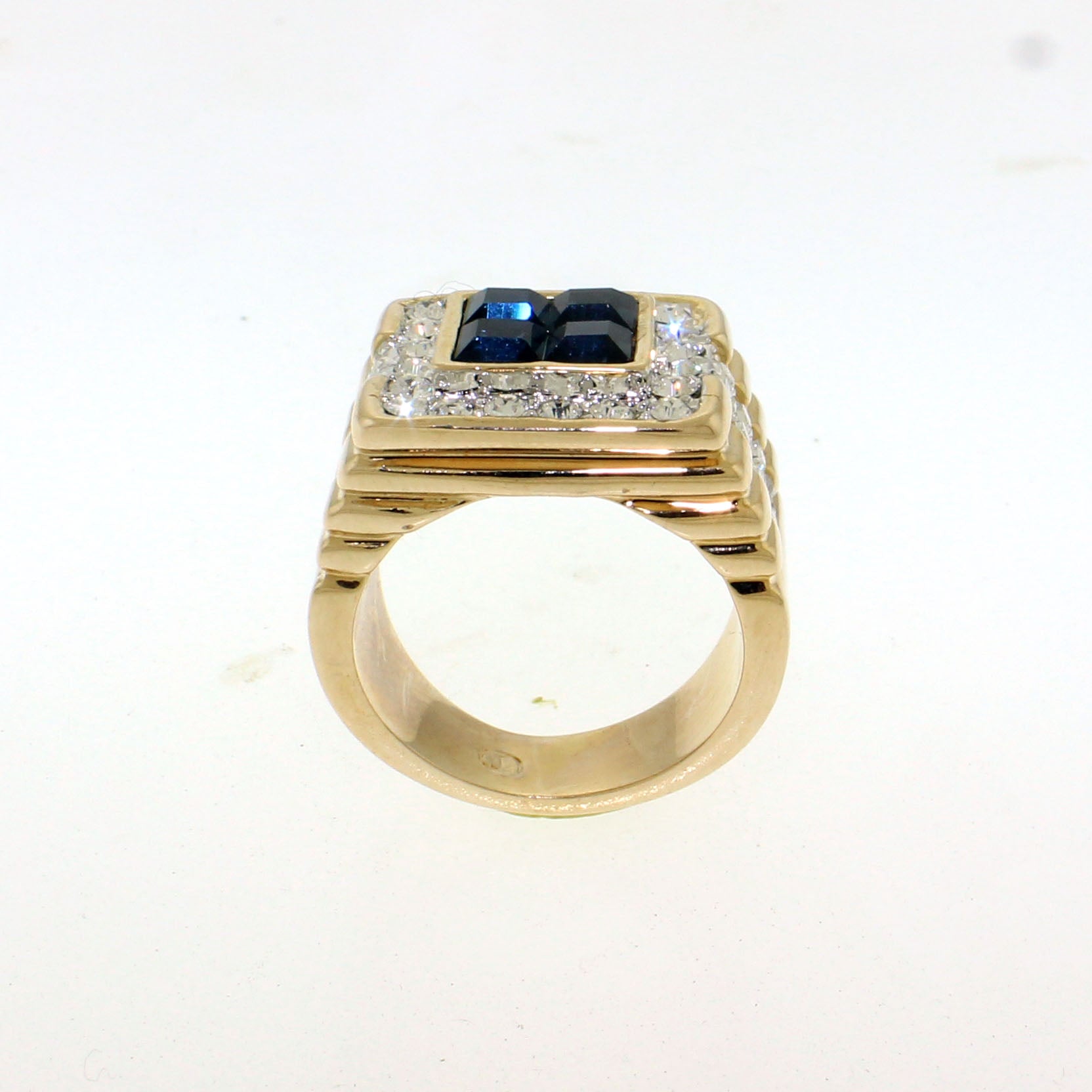 LO5M252 - Ion Gold Plating Brass Ring with Synthetic Glass  in Montana-3