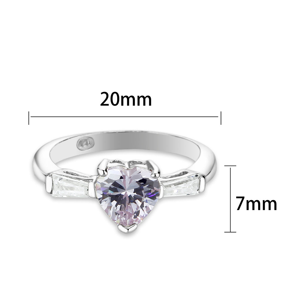 LO5S203- Sterling Silver Ring with CZ In light Amethyst  High Polished( NO Plating)-1