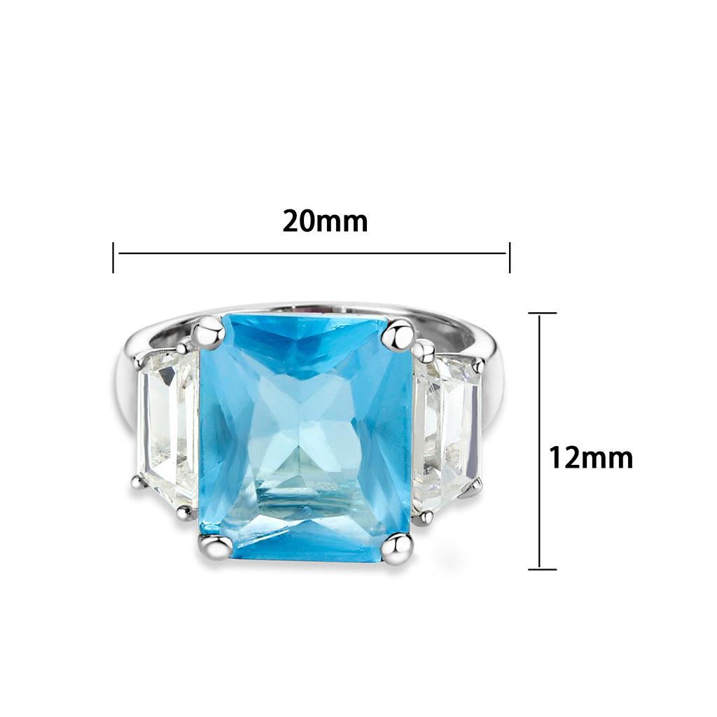 LO5S204- Sterling Silver Ring with Synthetic Glass In Aquamarine  High Polished( NO Plating) (Copy)-1