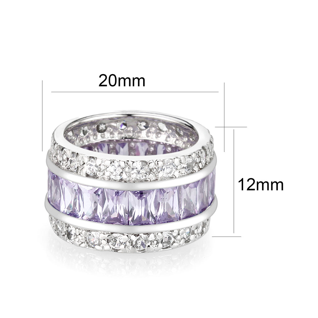 LO5S205- Sterling Silver Ring with CZ IN Amethyst  High Polished( NO Plating)-1
