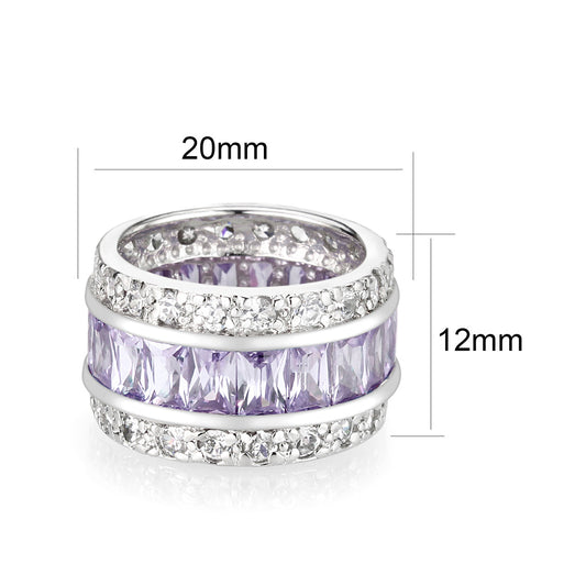 LO5S205- Sterling Silver Ring with CZ IN Amethyst  High Polished( NO Plating)-1