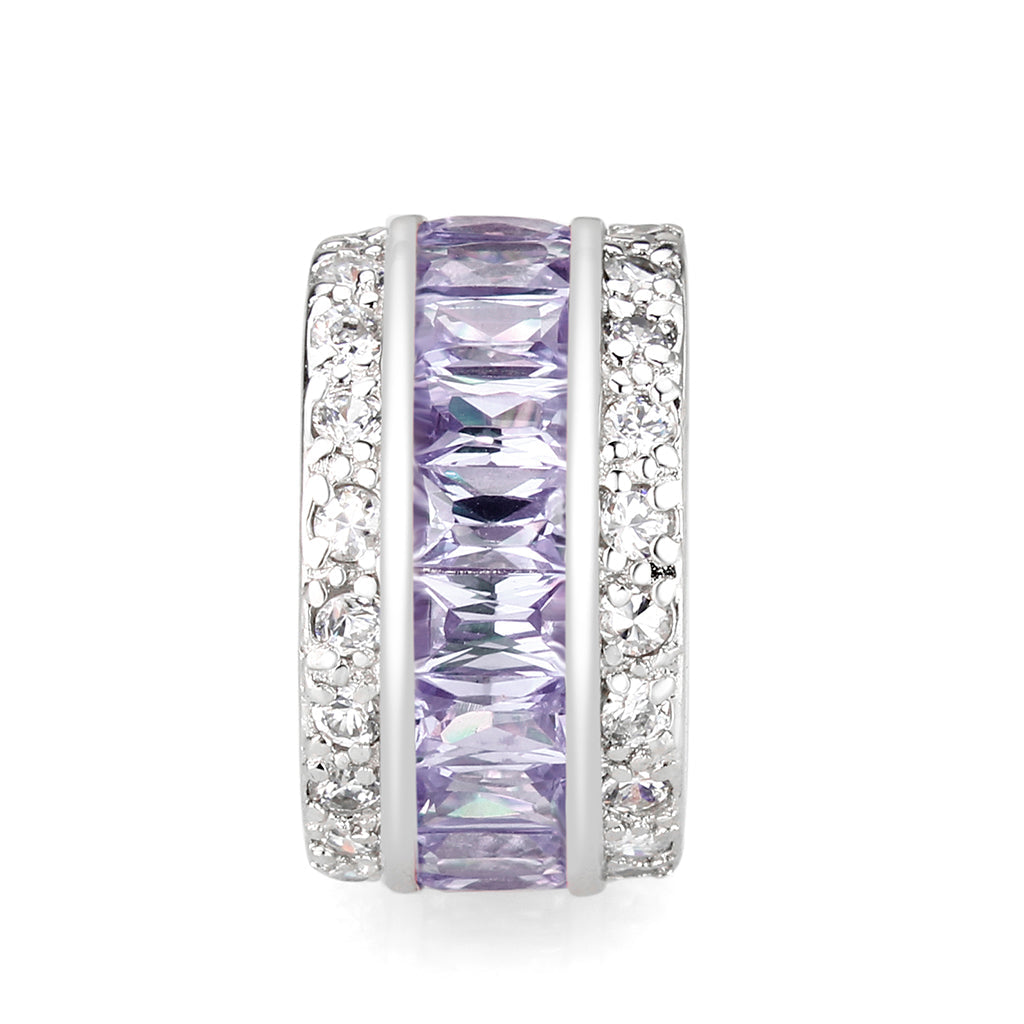LO5S205- Sterling Silver Ring with CZ IN Amethyst  High Polished( NO Plating)-3