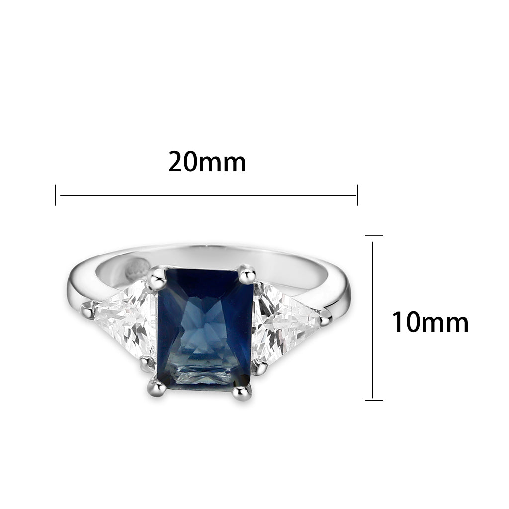 LO5S208- Sterling Silver Ring with Synthetic Glass In Montana High Polished( NO Plating)-1