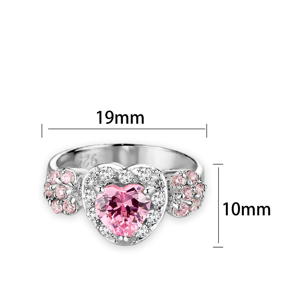 LO5S210- Sterling Silver Ring with CZ In Pink High Polished( NO Plating)-1