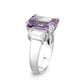 LO5S212- Sterling Silver Ring with CZ In Amethyst High Polished( NO Plating)-3