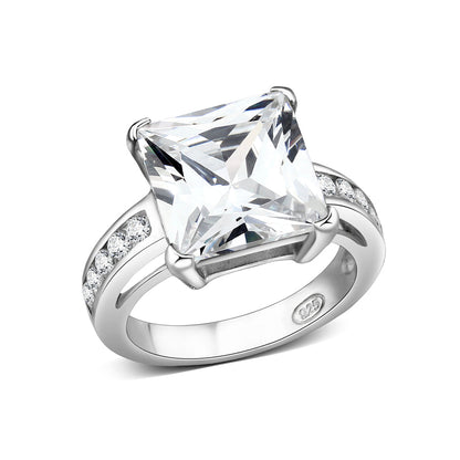 LO5S214- Sterling Silver Ring with CZ In Clear High Polished( NO Plating)-0