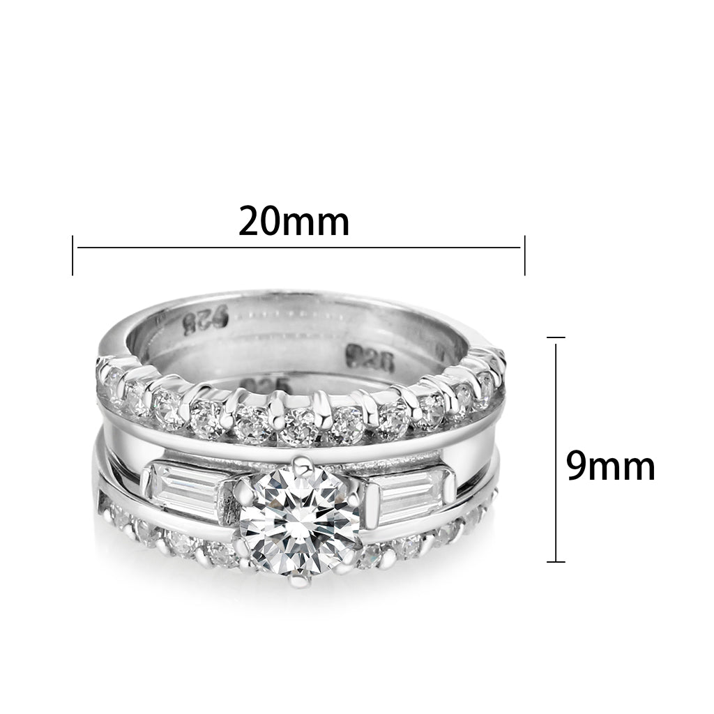 LO5S216- Sterling Silver Ring with CZ In Clear High Polished( NO Plating)-1