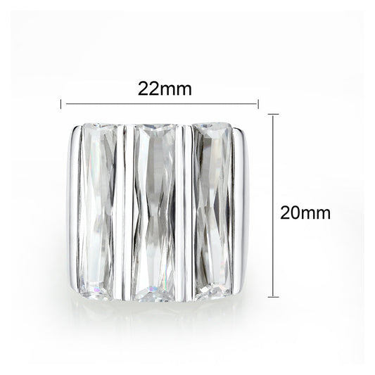 LO5S219- Sterling Silver Ring with CZ In Clear High Polished( NO Plating)-1