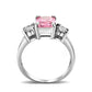 LO5S222- Sterling Silver Ring with CZ In Pink High Polished( NO Plating)-2