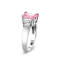 LO5S222- Sterling Silver Ring with CZ In Pink High Polished( NO Plating)-3