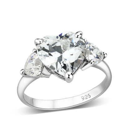 LO5S224- Sterling Silver Ring with CZ In Clear High Polished( NO Plating)-0