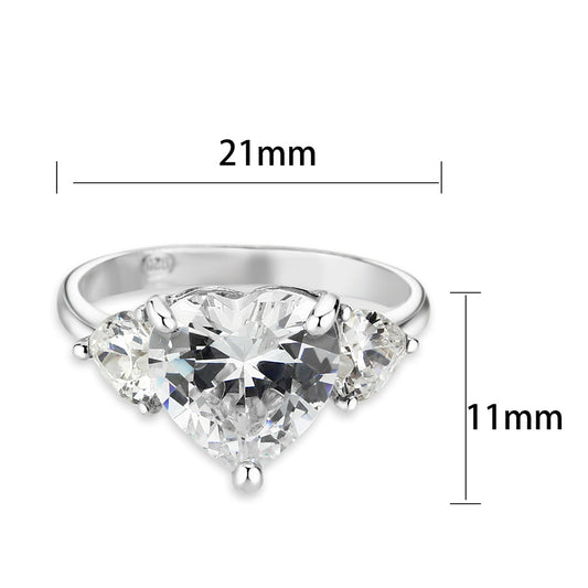 LO5S224- Sterling Silver Ring with CZ In Clear High Polished( NO Plating)-1