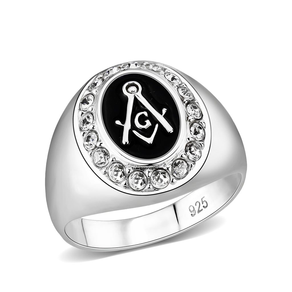 LO5S226- Sterling Silver Ring with  Epoxy  In Black High Polished( NO Plating)-0
