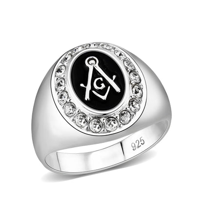 LO5S226- Sterling Silver Ring with  Epoxy  In Black High Polished( NO Plating)-0