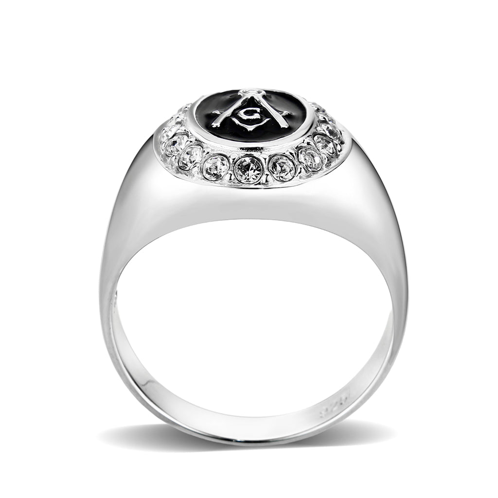 LO5S226- Sterling Silver Ring with  Epoxy  In Black High Polished( NO Plating)-2