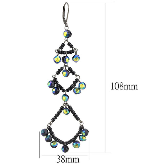 LO628 - Antique Silver Brass Earrings with Top Grade Crystal  in Multi Color-1