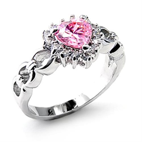 LO6X541- Rhodium  Plated Brass Ring with AAA Grade CZ  in Ruby-0