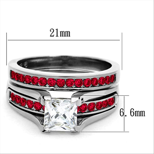 LOA1362 - High polished (no plating) Stainless Steel Ring with AAA Grade CZ  in Multi Color-1