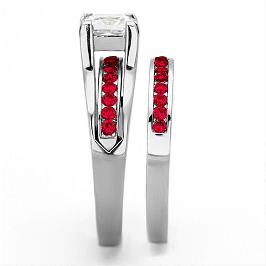 LOA1362 - High polished (no plating) Stainless Steel Ring with AAA Grade CZ  in Multi Color-3