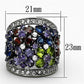 LOA884 - Ruthenium Brass Ring with AAA Grade CZ  in Multi Color-1