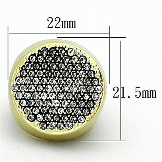 LOA889 - Matte Gold Brass Ring with Top Grade Crystal  in Clear-1