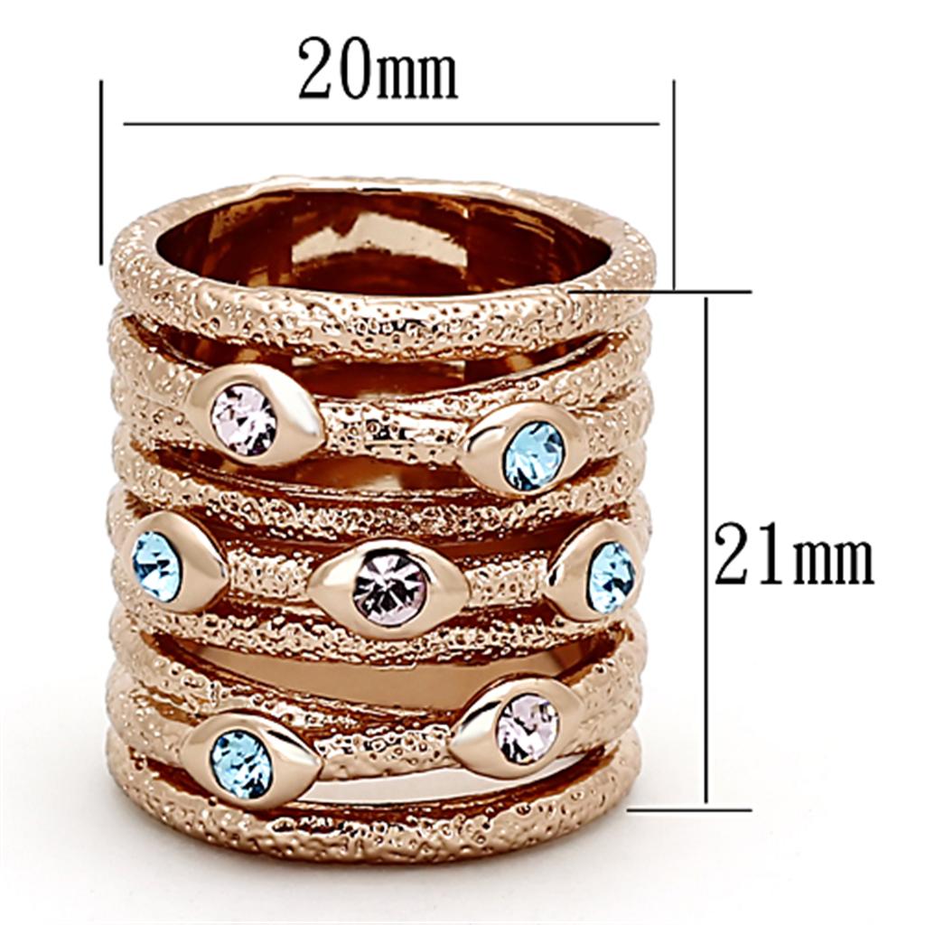 LOA909 - Rose Gold Brass Ring with Top Grade Crystal  in Multi Color-1