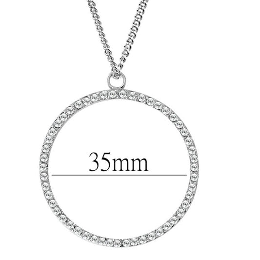 LOAS1357 - Rhodium Brass Pendant with AAA Grade CZ  in Clear-1