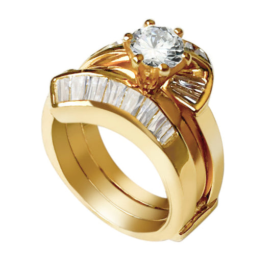 LOAS1373 - Sterling Silver 925 ring set with gold plating in AAA grade CZ ships in one day-0