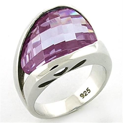 LOAS774 - Rhodium 925 Sterling Silver Ring with AAA Grade CZ  in Light Amethyst-0