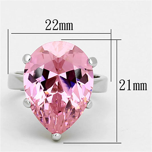 LOAS948 - Rhodium 925 Sterling Silver Ring with AAA Grade CZ  in Rose-1