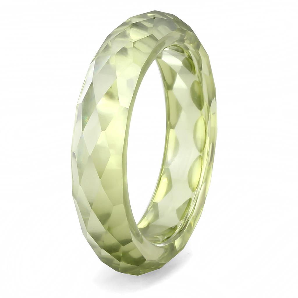 LOS082 -  Stone Ring with AAA Grade CZ  in Olivine color-3