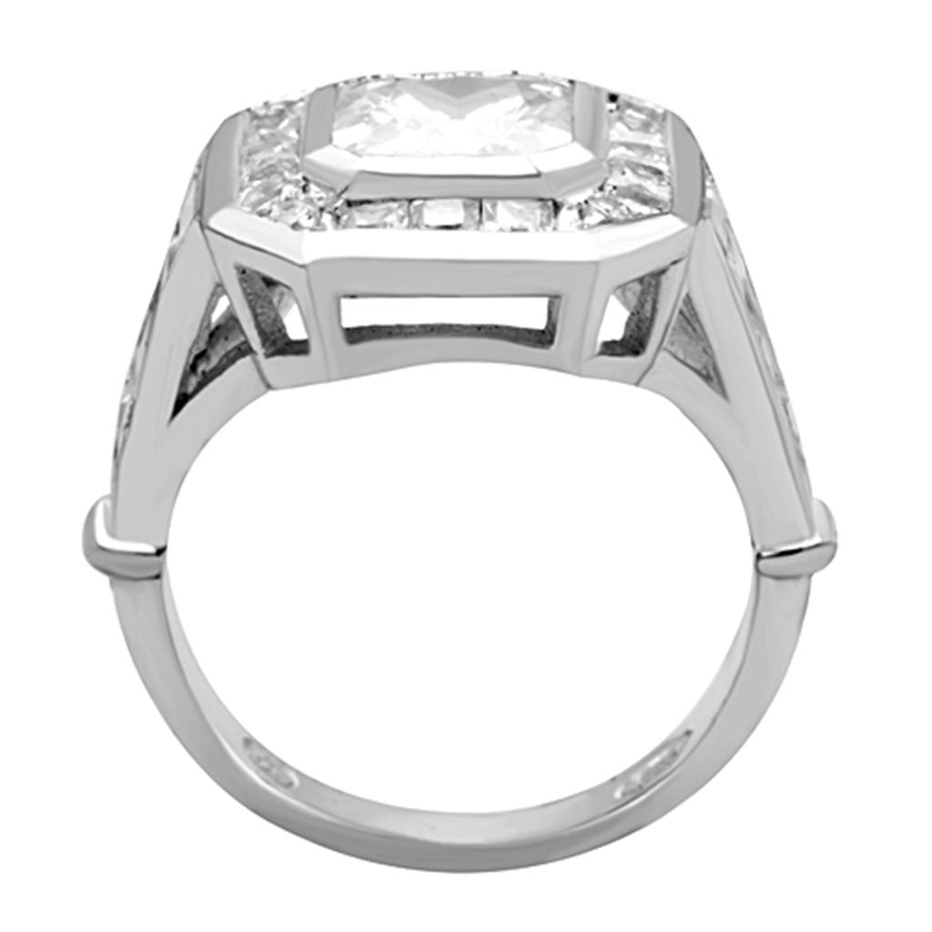 LOS267 - Rhodium 925 Sterling Silver Ring with AAA Grade CZ  in Clear-2