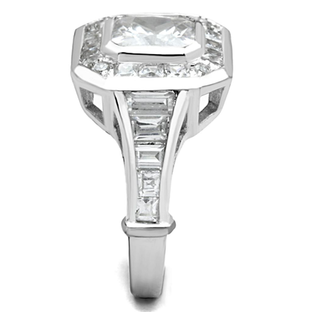 LOS267 - Rhodium 925 Sterling Silver Ring with AAA Grade CZ  in Clear-3