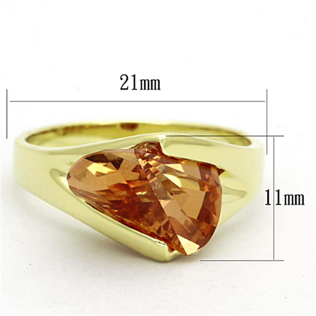 LOS645 - Gold 925 Sterling Silver Ring with AAA Grade CZ  in Champagne-1