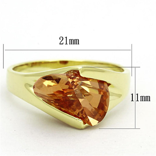 LOS645 - Gold 925 Sterling Silver Ring with AAA Grade CZ  in Champagne-1