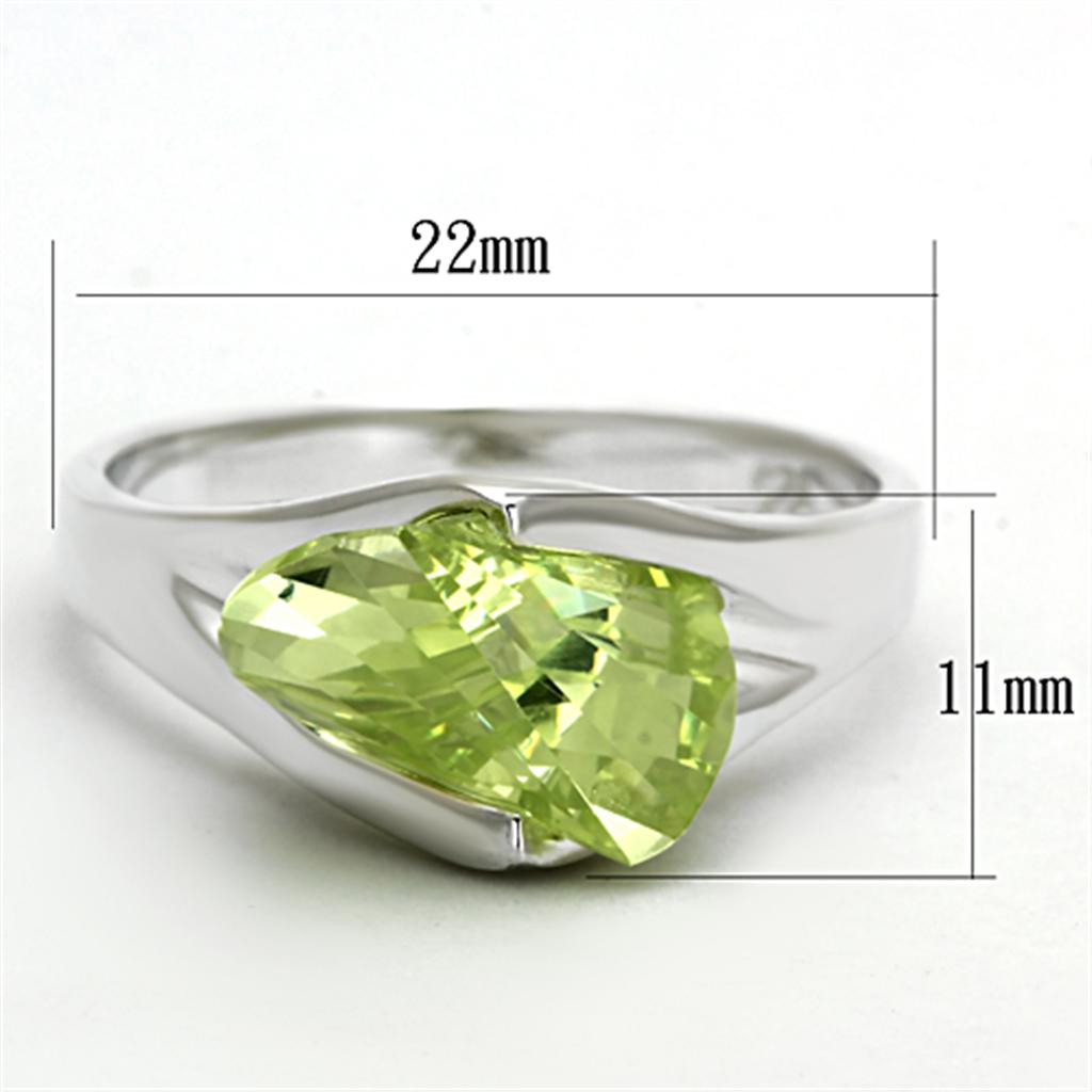 LOS646 - Silver 925 Sterling Silver Ring with AAA Grade CZ  in Apple Green color-1