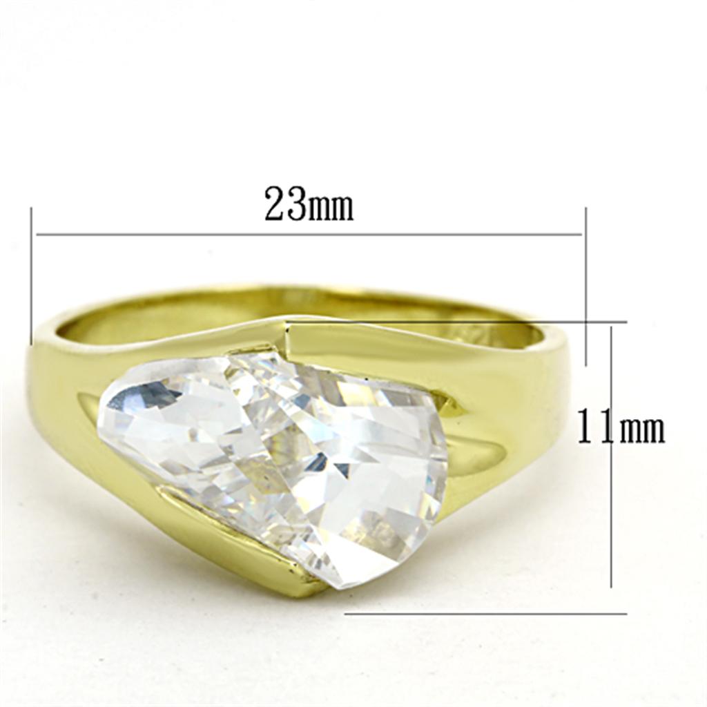LOS651 - Gold 925 Sterling Silver Ring with AAA Grade CZ  in Clear-1