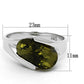 LOS654 - Rhodium 925 Sterling Silver Ring with AAA Grade CZ  in Olivine color-1