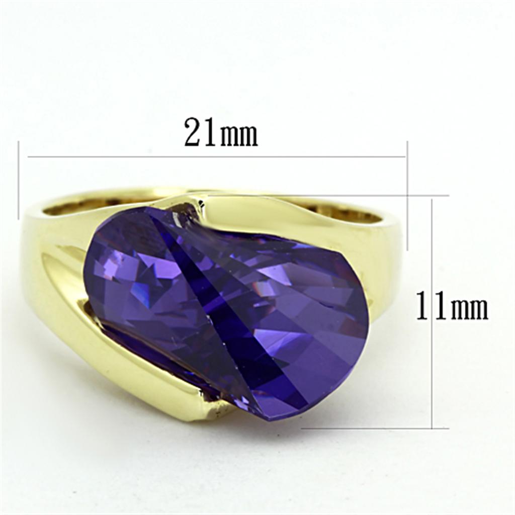 LOS656 - Gold 925 Sterling Silver Ring with AAA Grade CZ  in Tanzanite-1
