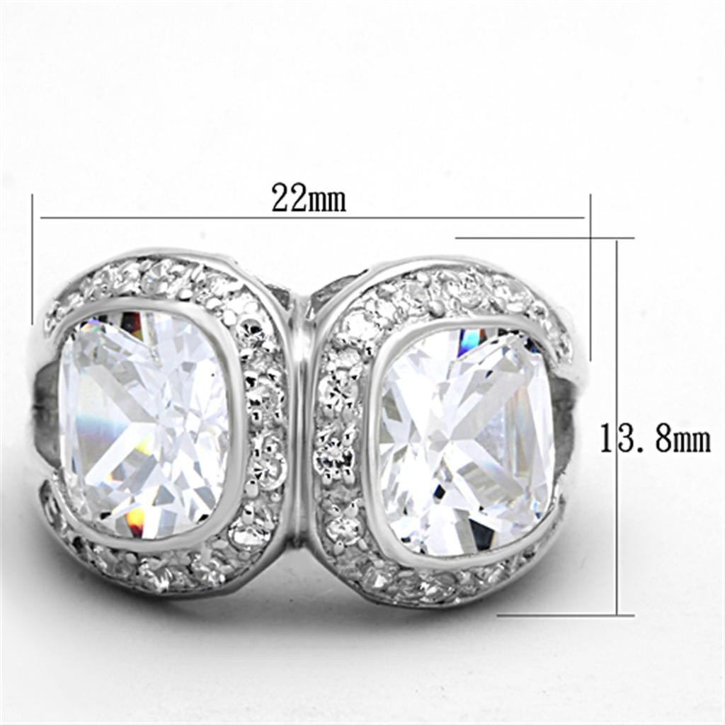 LOS698 - Silver 925 Sterling Silver Ring with AAA Grade CZ  in Clear-1