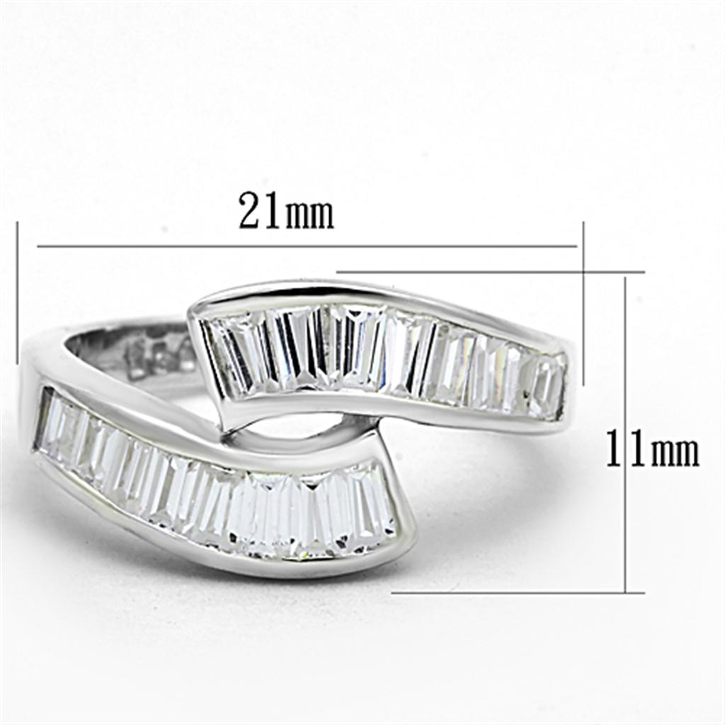 LOS705 - Silver 925 Sterling Silver Ring with AAA Grade CZ  in Clear-1