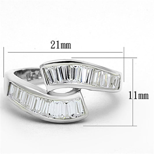 LOS705 - Silver 925 Sterling Silver Ring with AAA Grade CZ  in Clear-1