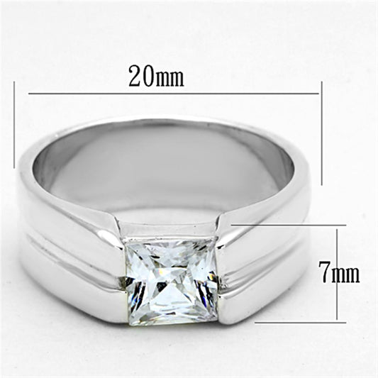 LOS708 - Silver 925 Sterling Silver Ring with AAA Grade CZ  in Clear-1