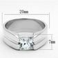 LOS708 - Silver 925 Sterling Silver Ring with AAA Grade CZ  in Clear-1