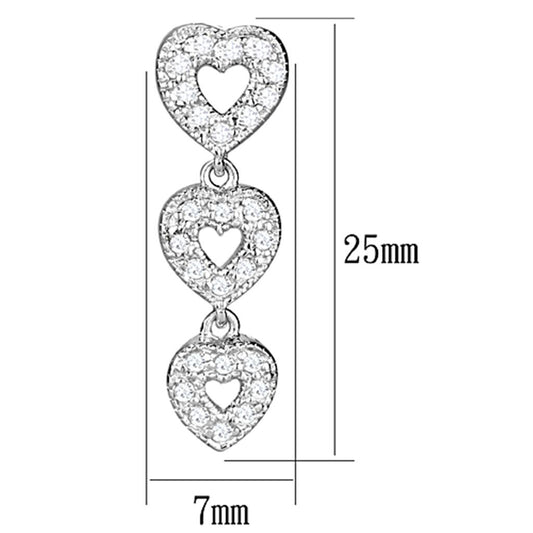 LOS722 - Rhodium 925 Sterling Silver Earrings with AAA Grade CZ  in Clear-1