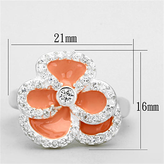 LOS725 - Silver 925 Sterling Silver Ring with AAA Grade CZ  in Clear-1